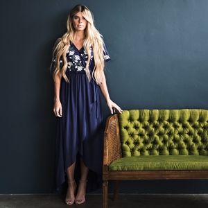 JessaKae NAVY Rosebuds & Romance Maxi Dress